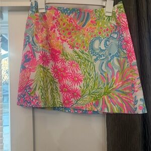 Lilly Pulitzer Pink and Green Floral Mini Skirt